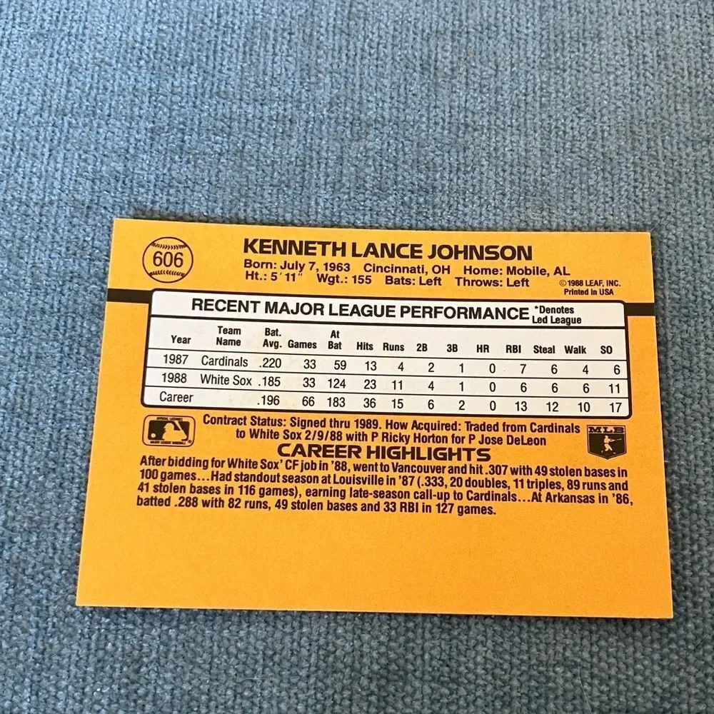 1989 Donruss Chicago White Sox Baseball Card Trading Card